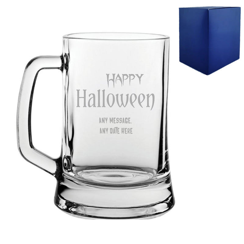 Engraved Happy Halloween Beer Mug, Gift Boxed