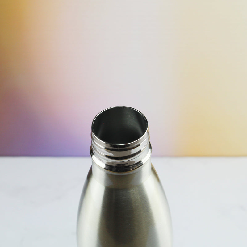 Printed Silver Thermal Bottle, Any Message, Stainless Steel 500ml/17oz
