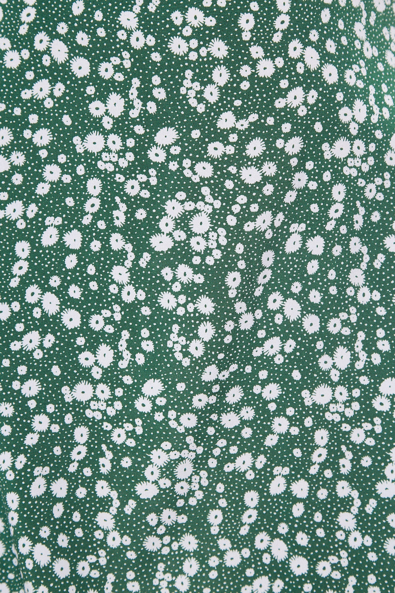 Corina Flower Dot Print Midi Tea Dress - Green