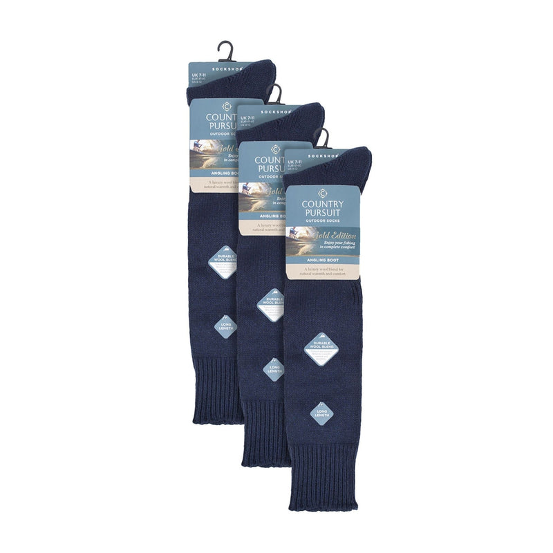 3 Pack Fisherman Socks | Long Wool Boot Socks for Men | Knee High Angling Socks