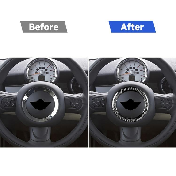 Car Steering Wheel R Chassis Carbon Fiber Decorative Sticker for BMW MINI R55 / R56 / Countryman R60 / Paceman R61, Steering Wheel R Chassis