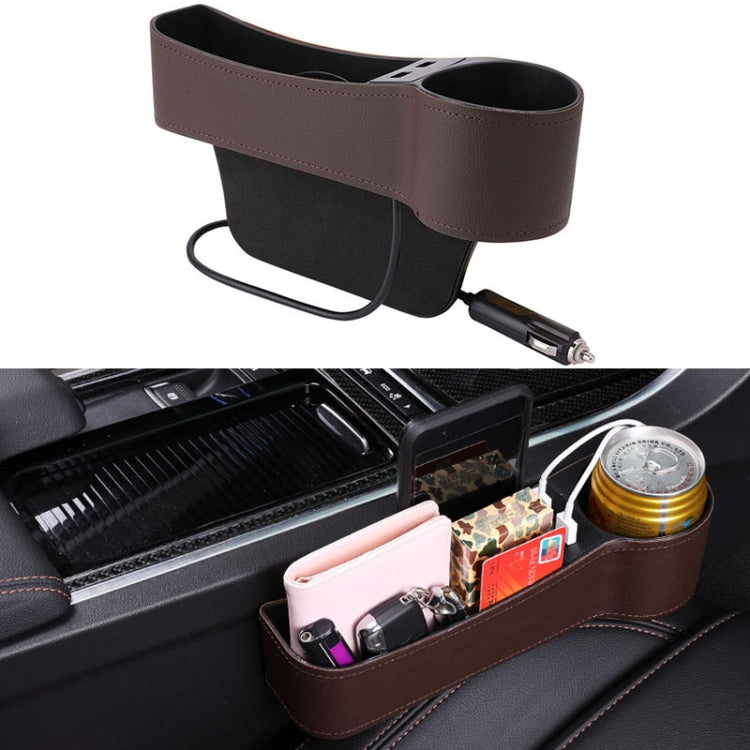 Car Multi-functional Co-pilot Seat Console PU Leather Box Cigarette Lighter Charging Pocket Cup Holder Seat Gap Side Storage Box, Co-pilot Seat