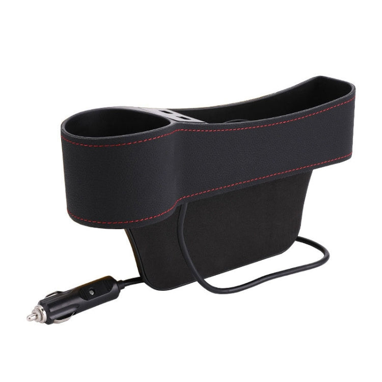Car Multi-functional Driver Seat Console PU Leather Box Cigarette Lighter Charging Pocket Cup Holder Seat Gap Side Storage Box, Driver Seat