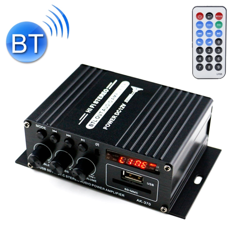 AK370 12V Household / Car Bluetooth HIFI Amplifier Audio with Remote Control , AK370