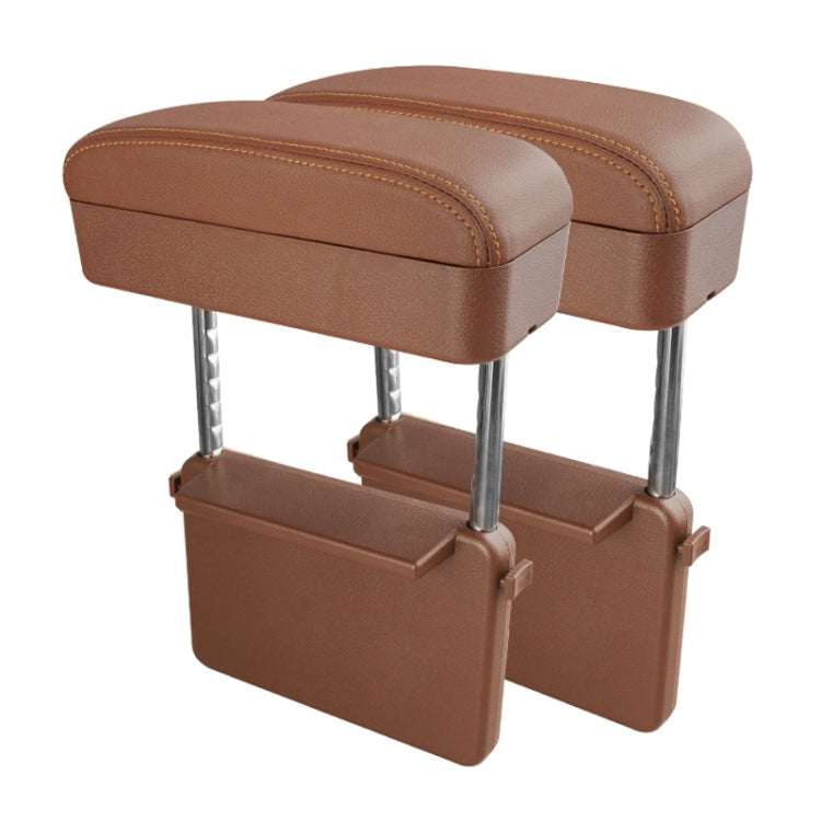 2 PCS Universal Car PU Leather Wrapped Armrest Box Cushion Car Armrest Box Mat with Storage Box, 2pcs(Beige), 2pcs(Brown), 2pcs(Black), 2pcs (Black Red), 2pcs(Black White)