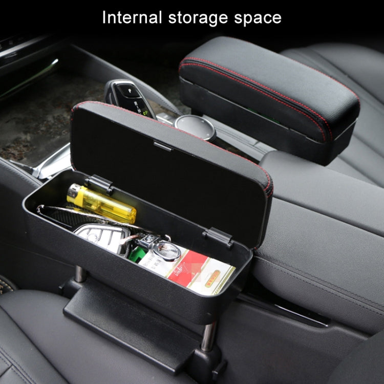 2 PCS Universal Car PU Leather Wrapped Armrest Box Cushion Car Armrest Box Mat with Storage Box, 2pcs(Beige), 2pcs(Brown), 2pcs(Black), 2pcs (Black Red), 2pcs(Black White)