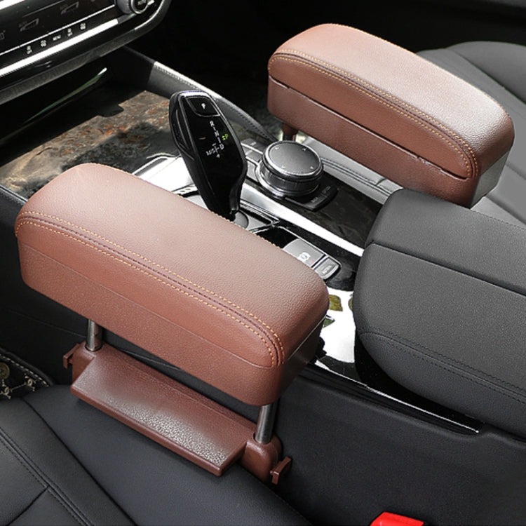 2 PCS Universal Car PU Leather Wrapped Armrest Box Cushion Car Armrest Box Mat with Storage Box, 2pcs(Beige), 2pcs(Brown), 2pcs(Black), 2pcs (Black Red), 2pcs(Black White)