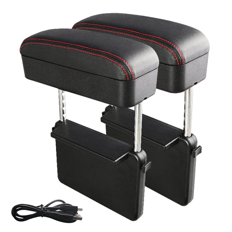 2 PCS Universal Car Wireless Qi Standard Charger PU Leather Wrapped Armrest Box Cushion Car Armrest Box Mat with Storage Box, 2pcs(Black White), 2pcs(Grey), 2pcs(Beige), 2pcs(Brown), 2pcs(Black Red)
