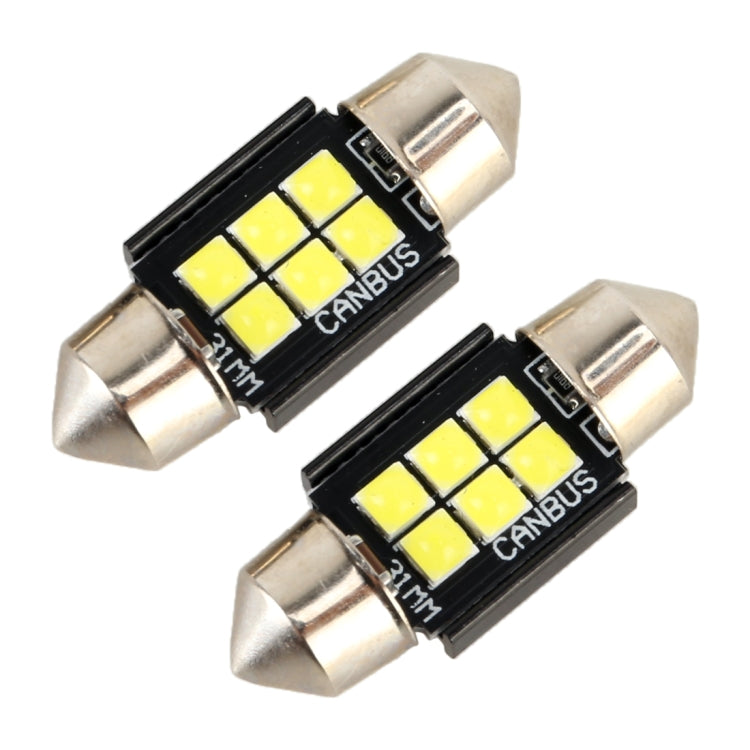 2 PCS 31mm DC12V / 2.5W / 6000K / 170LM 6LEDs SMD-3030 Car Reading Lamp Dome Light, 31mm