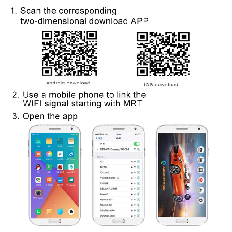 Car WiFi Wireless Rear View Backup Reverse Camera Wide Angle Blind Spot Camera, WiFi