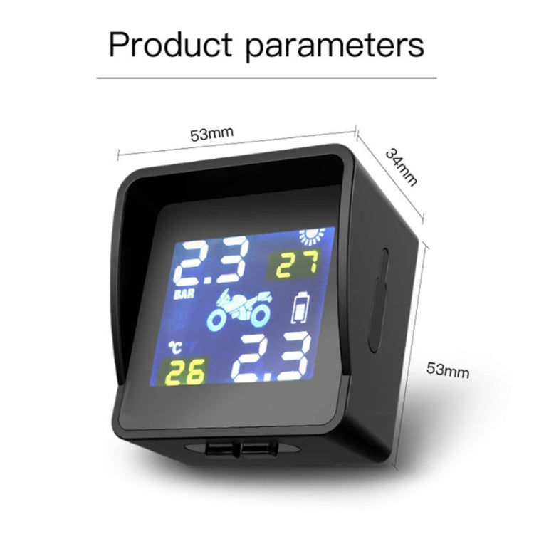 Universal Motorcycle Wireless High Precision Solar Energy TPMS Tire Pressure Alarm System External Tire Monitor, Motorcycle External Tire Monitor