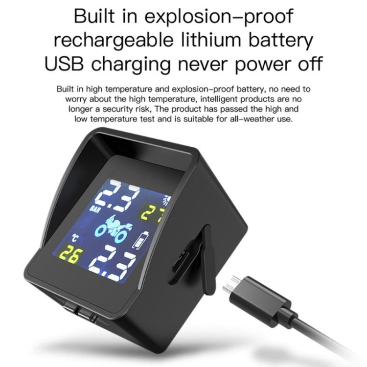 Universal Motorcycle Wireless High Precision Solar Energy TPMS Tire Pressure Alarm System External Tire Monitor, Motorcycle External Tire Monitor