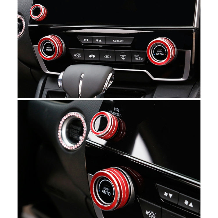 3 PCS Car Metal Air Conditioner Knob Case for Honda CR-V 2017, For Honda CR-V 2017 (Red), For Honda CR-V 2017 (Blue)