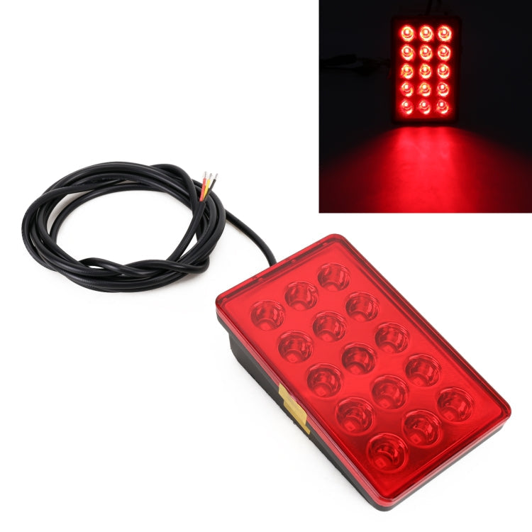 DC12V 1W Car Square Highlight Brake Lights Reversing Light with 15LEDs SMD-3528, Square (Black), Square (Red), Square (Transparent)