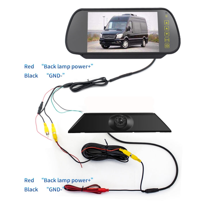 PZ474 Car Waterproof 170 Degree Brake Light View Camera + 7 inch Rearview Monitor for Iveco Daily 4 Gen, PZ474 + 7 inch Rearview Monitor