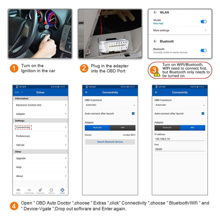 Vgate VLINKER MC+ V2.2 Bluetooth 4.0 Car OBD Fault Diagnosis Detector, MC+ V2.2 Bluetooth 4.0