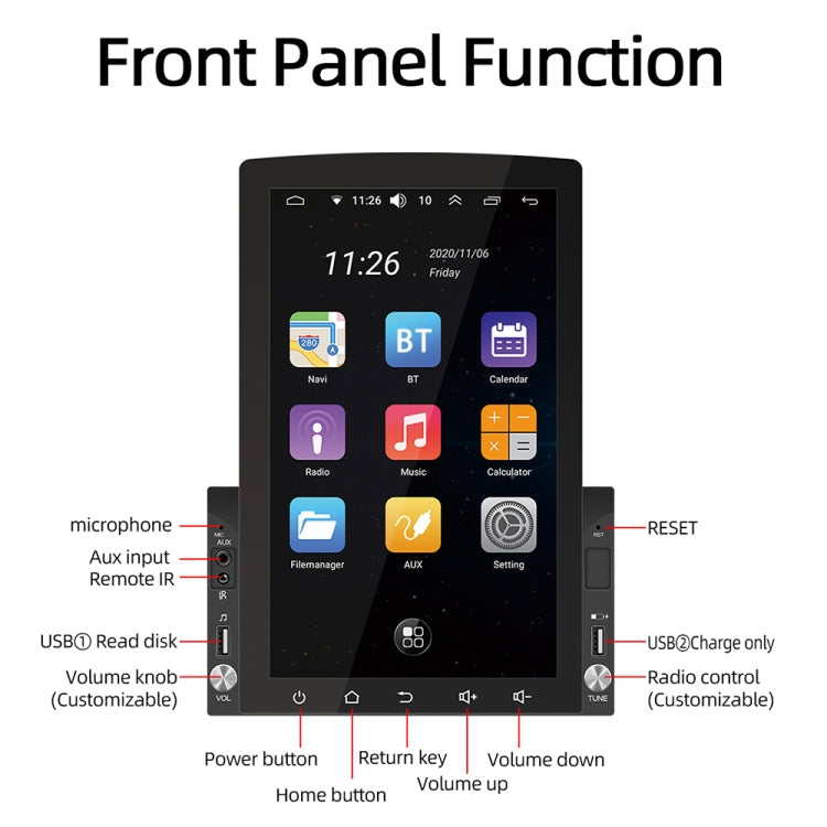 D110 Car Android Navigation Machine Support Mobile Phone Interconnection / Steering Wheel Control, 2GB+64GB, D110 10.1-Inch