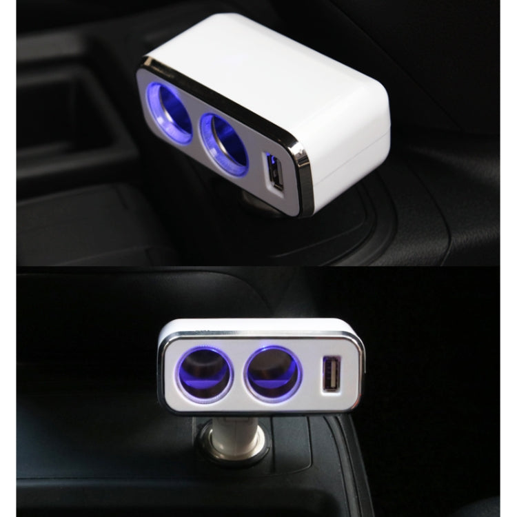SHUNWEI SD-1909 80W 0.8A Car 2 in 1 USB Charger 90 Degree Free Rotation Cigarette Lighter, SD-1909 (Black), SD-1909