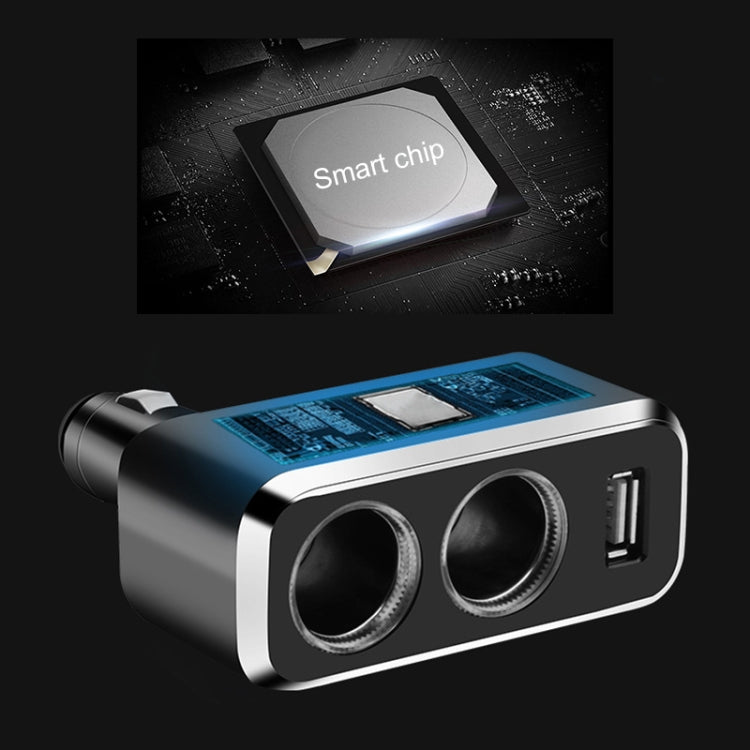 SHUNWEI SD-1909 80W 0.8A Car 2 in 1 USB Charger 90 Degree Free Rotation Cigarette Lighter, SD-1909 (Black), SD-1909