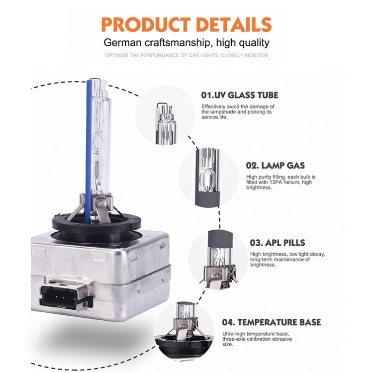 2 PCS D3R 8000K Car HID Xenon Bulb Kit Headlight, 8000K