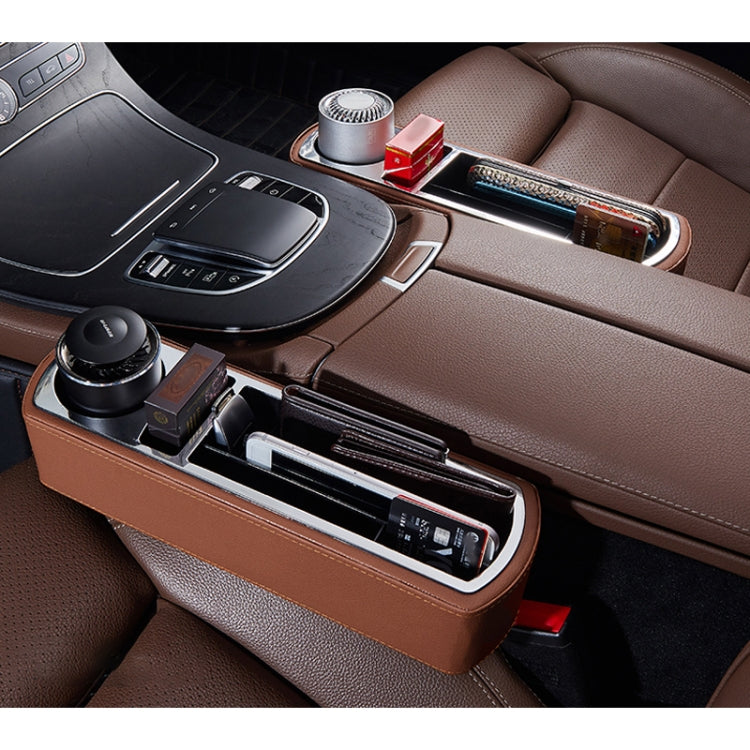 Car Multi-functional Wireless Fast Charge Console PU Leather Box Cup Holder Seat Gap Side Storage Box, Wireless Fast Charge (Black), Wireless Fast Charge (Beige), Wireless Fast Charge (Brown)