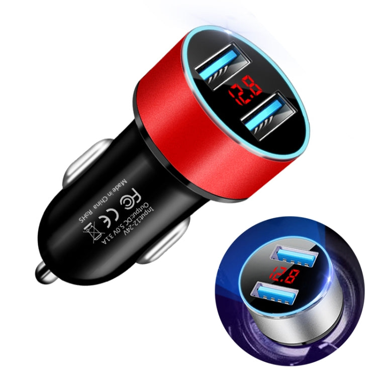 JMG-C016A 5V 3.1A Car Dual USB Charger with LED Display, JMG-C016A (Black), JMG-C016A (Gold), JMG-C016A (Blue), JMG-C016A (Red), JMG-C016A (Silver)