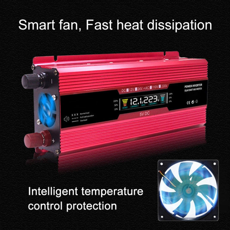 Carmaer Universal 12V to 220V 500W Car LCD Display Inverter Household Power Converter, Universal 12V to 220V 500W
