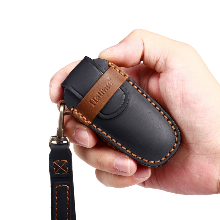 Hallmo Car Cowhide Leather Key Protective Cover Key Case for Hyundai 6-button, For Hyundai 6-button