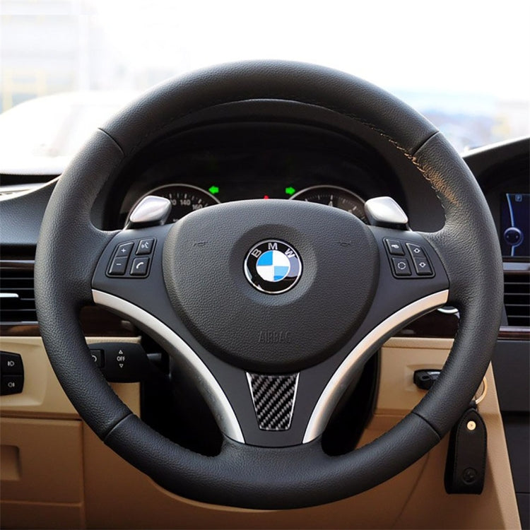 Large A Version Carbon Fiber Car Steering Wheel Decorative Sticker for BMW E90 2005-2012, Steering Wheel