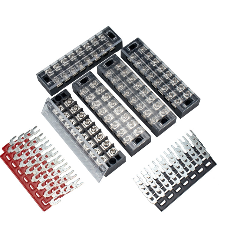 5 PCS Car 8-way 25A TB-2508 Dual Row Power Terminal Connector + 8-position Connection Strip with Cover, 8-way 25A