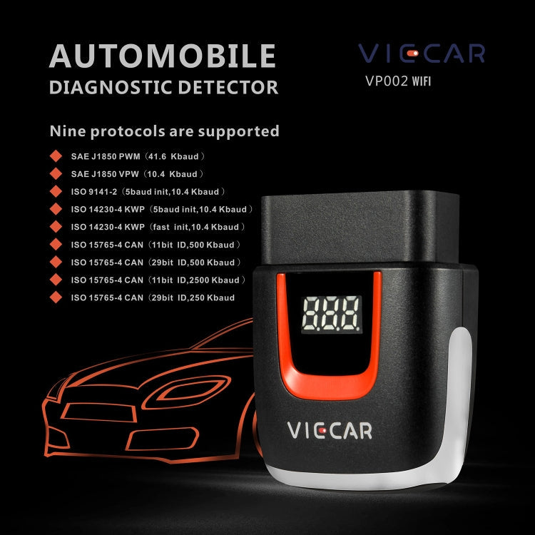 Viecar VP002 Car Mini OBD Fault Detector V1.5 WiFi Diagnostic Tool, VP002
