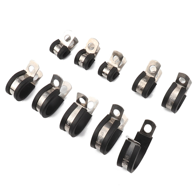 10 PCS Car Rubber Cushion Pipe Clamps Stainless Steel Clamps, Size: 3/2 inch (38mm), Size: 3/2 inch (38mm)