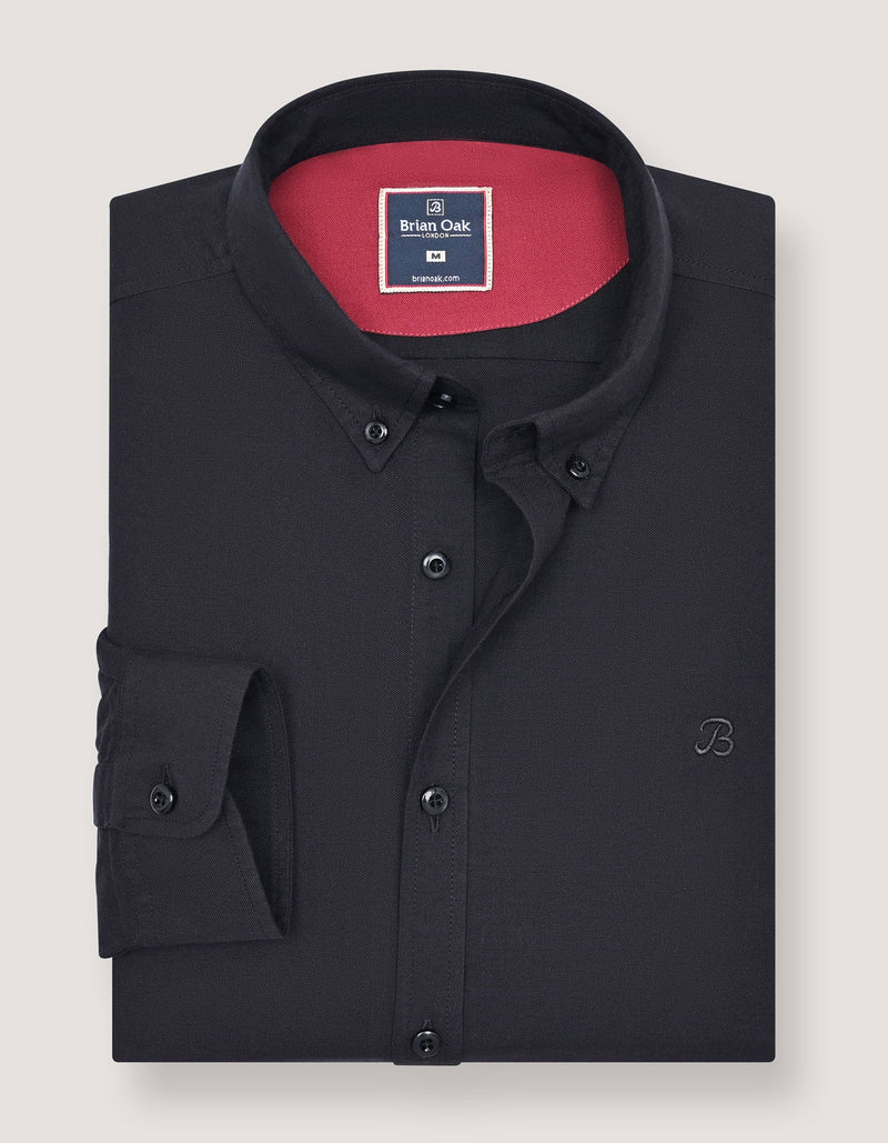 Black Long Sleeve Button Down Casual Shirt
