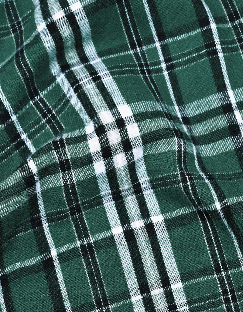 Green and White Check Flannel Shirt