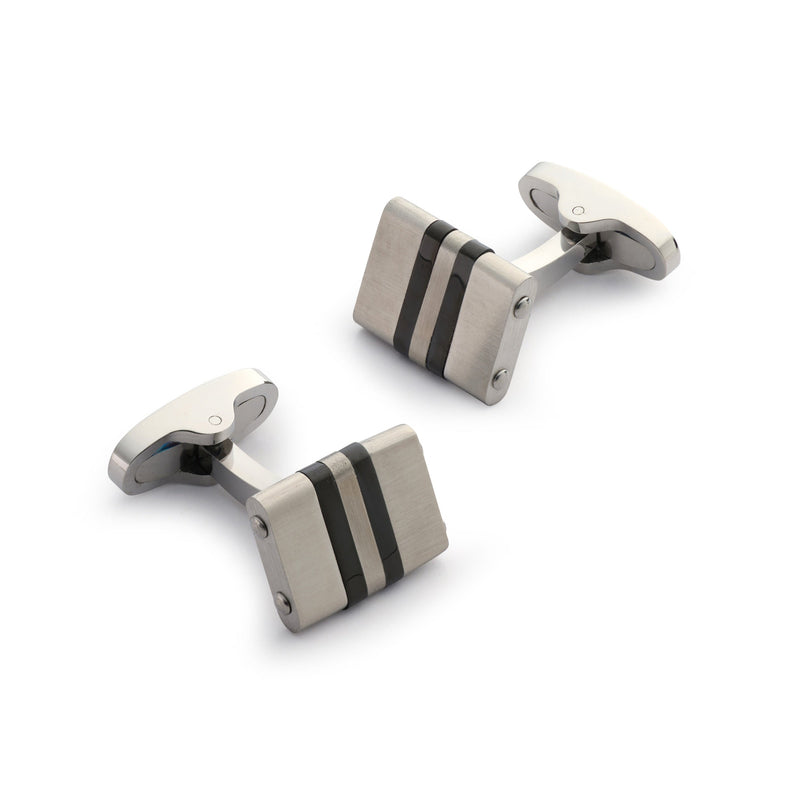 Stratos Cufflinks In Steel & Onyx