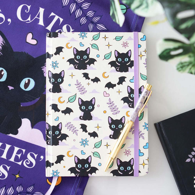 Gothic Gifts Cute and Creepy Print A5 Notebook with Amethyst Pen