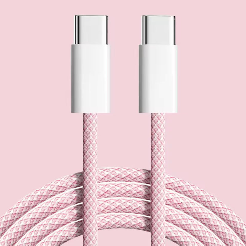 USB Type C to C Braided Colourful Charging Data Cable 1M 30W
