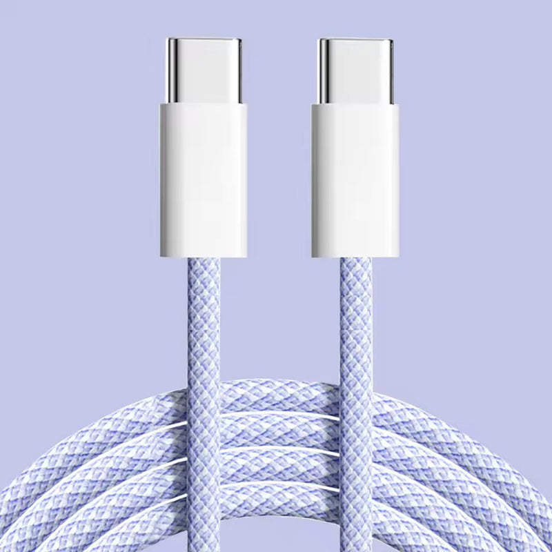 USB Type C to C Braided Colourful Charging Data Cable 1M 30W