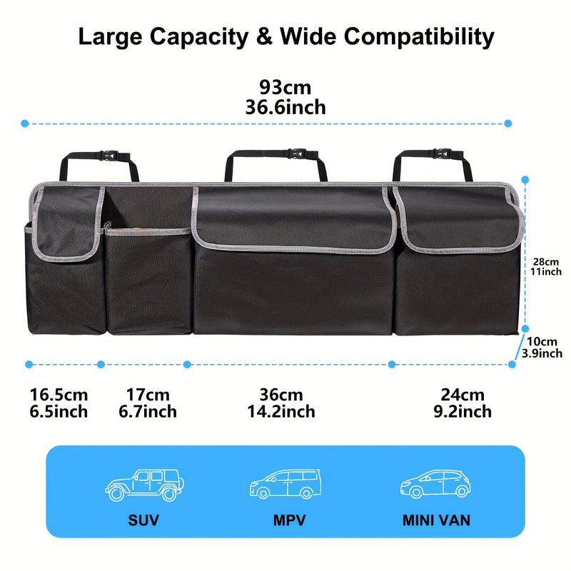 Universal Car Seat Back Organizer - Large Capacity Storage with Multiple Pockets & Durable Fabric