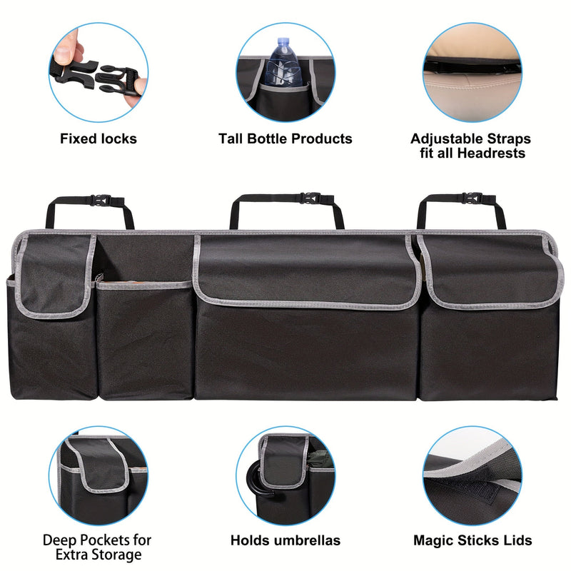 Universal Car Seat Back Organizer - Large Capacity Storage with Multiple Pockets & Durable Fabric