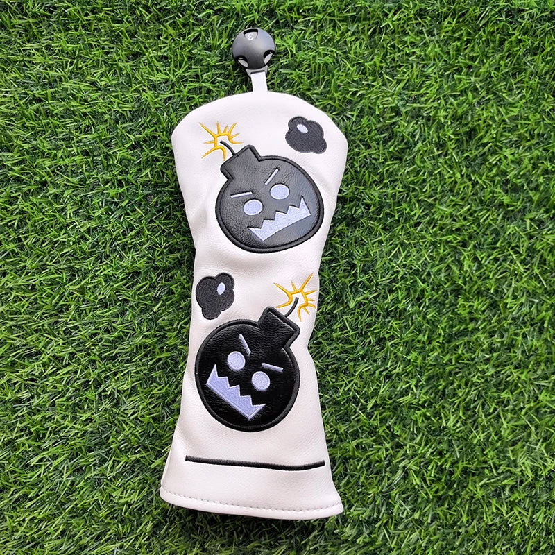 Cartoon Bomb Golf Headcovers PU Leather Driver Fairway Wood Putter Head Covers