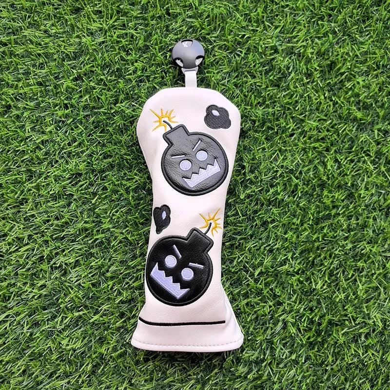 Cartoon Bomb Golf Headcovers PU Leather Driver Fairway Wood Putter Head Covers
