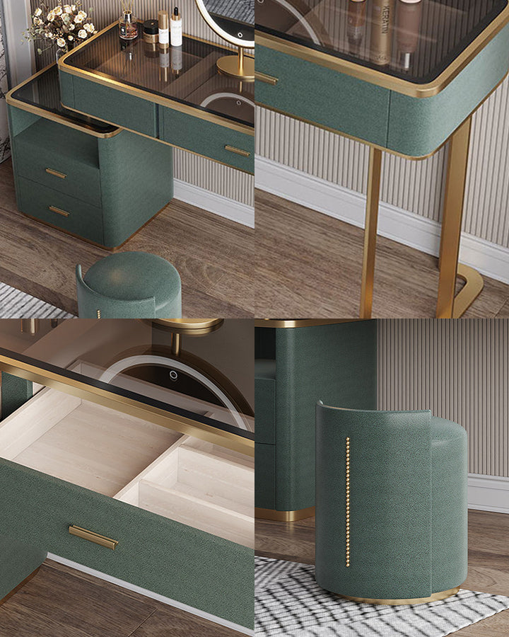 Casey-Lee Dressing Table with Mirror, Builtin Storage Box