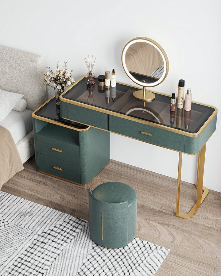 Casey-Lee Dressing Table with Mirror, Builtin Storage Box