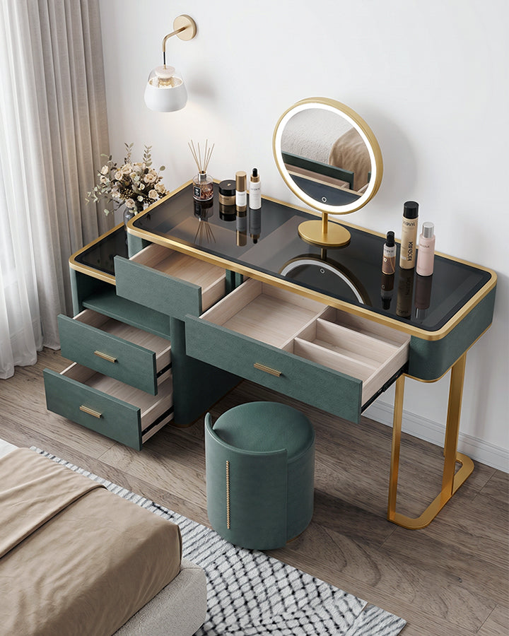 Casey-Lee Dressing Table with Mirror, Builtin Storage Box