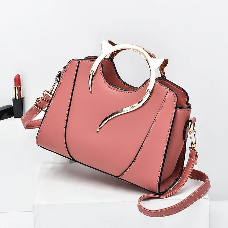 Trendy Cat Ear Design Handbag PU Leather Shoulder Bag Women’s - Chain Crossbody