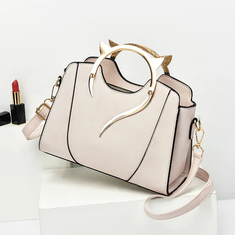 Trendy Cat Ear Design Handbag PU Leather Shoulder Bag Women’s - Chain Crossbody
