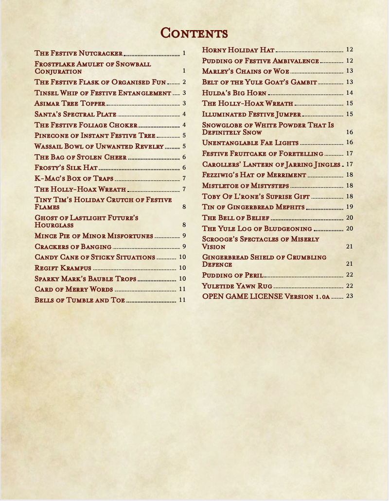 Catalogue of Chaos Ed. 2 - Festive Magical Items with Unintended Consequences