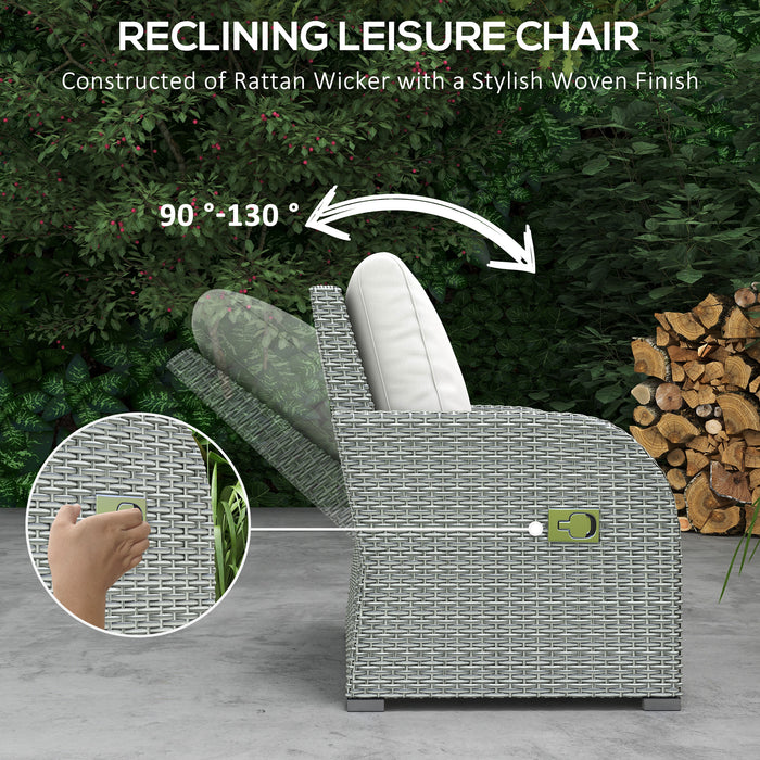 7-Seater Outdoor Garden Rattan Furniture Set w/ Recliners Grey