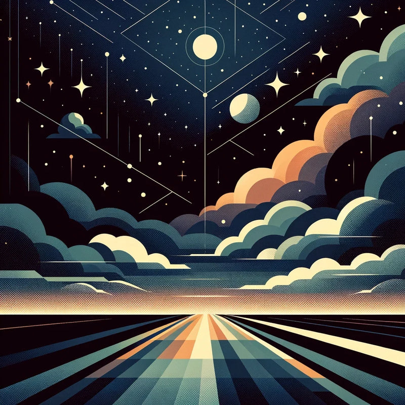 Celestial Harmony: Geometric Night Canvas